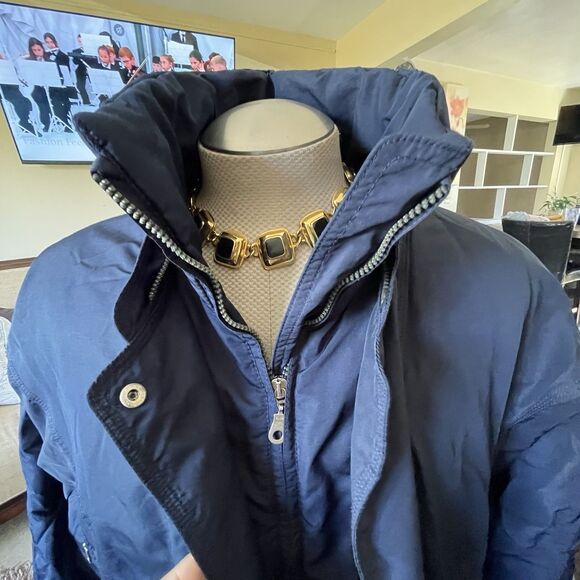 Metropolis Women's Size 14 Winter Parka Coat Jacket Blue Quilted Full Zip Logo - Picture 2 of 11